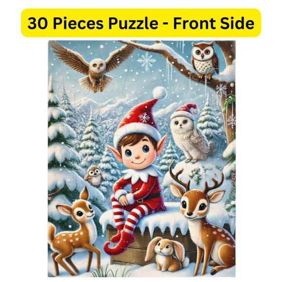 Personalized Elf Letter Double-Sided Jigsaw Puzzle for Kids - Picture 2 of 8